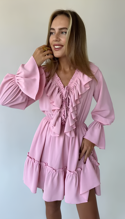 Robe volant rose - Robe Addict
