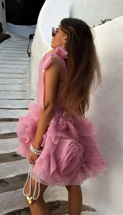 Robe rose noeud - Robe Addict