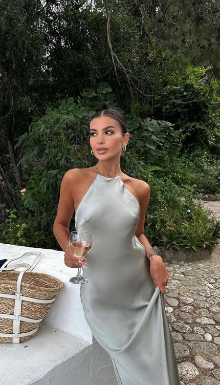 Robe satin gris - Robe Addict