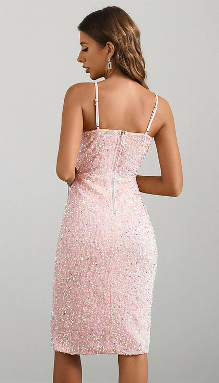 Robe sequin rose - Robe Addict