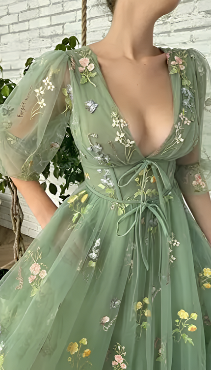 Robe tulle brodée - Robe Addict