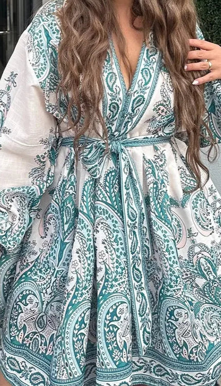 Robe turquoise et blanche - Robe Addict