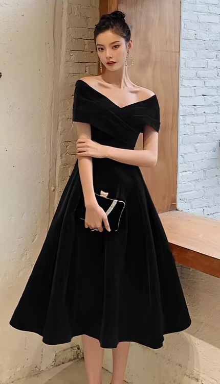 Robe velour col bateau - Robe Addict