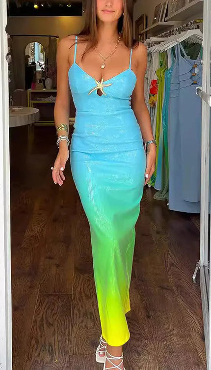Robe vert et bleu - Robe Addict