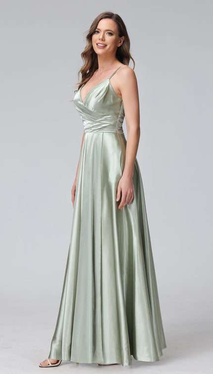 Robe de soirée vert sauge - Robe Addict