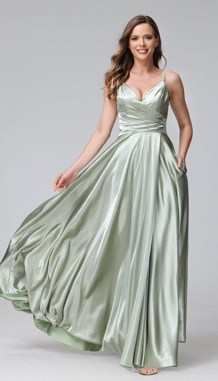 Robe de soirée vert sauge - Robe Addict
