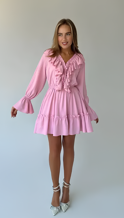 Robe volant rose - Robe Addict