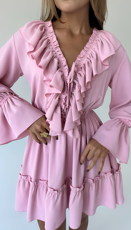 Robe volant rose - Robe Addict