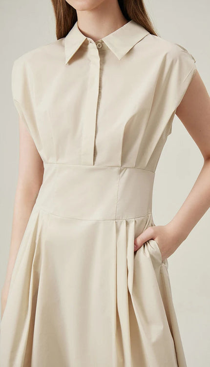 Robe chemise longue sans manche - Robe Addict